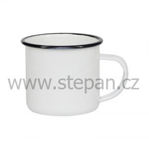 Transferové fólie Smaltovaný plechový bílý hrnek 12 Oz - černý lem